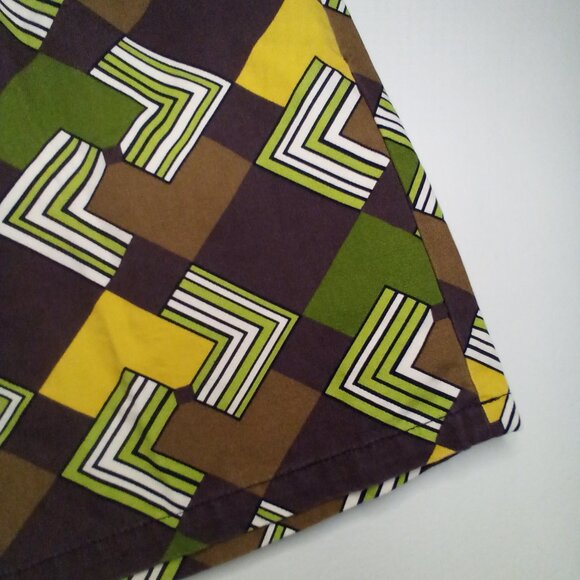 Loft Skirt Women 0P 0 Petite Retro Look 100% Cotton Pattern Brown Green - Picture 7 of 15